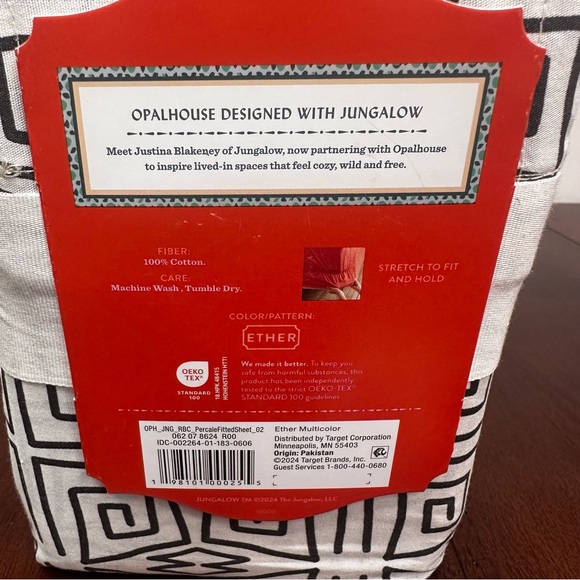 Queen Fitted 100% Cotton Sheet, Black and White (Ether) Opalhouse 15" Deep New - Picture 6 of 6